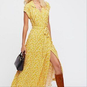 Free People So Fetch Midi Dress in Yellow Floral